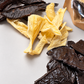 Close up of dehydrated beef liver, beef heart and beef tripe dog treats