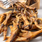 Close up of crunchy dehydrated chicken feet dog chews