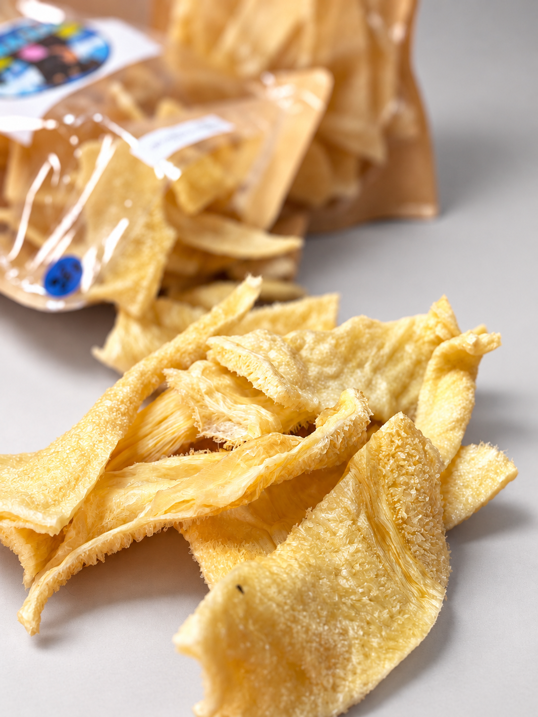 Close up of dehydrated beef tripe dog treat pieces