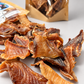 Close up of dehydrated tilapia fish dog treat pieces